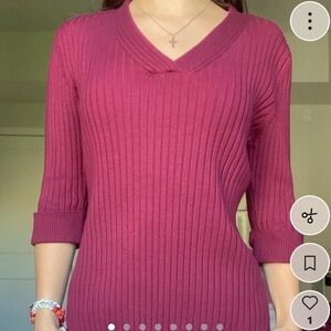 red ribbed long sleeve sweater